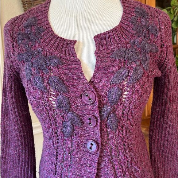 DKNY Plum Button-Up Cardigan - Picture 2 of 9